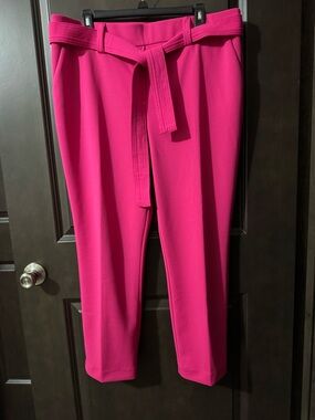 Jules & Leopold Bright Hot Pink Belted Ankle Pants